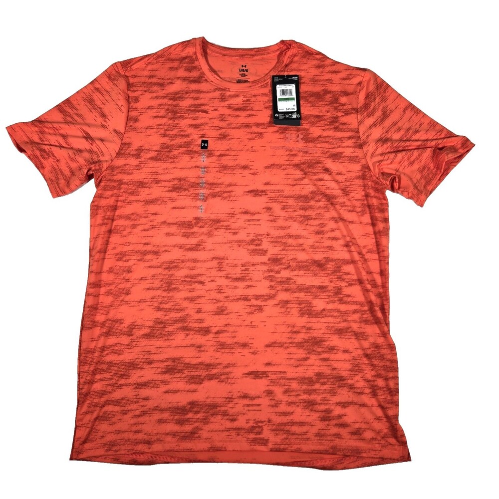 Under Armour Men's Large Rush Vanish Energy Printed Orange Training Shirt NWT